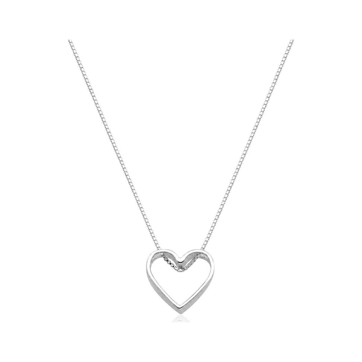Colar Coração Prata 925 Feminino Delicado Elegante 45cm