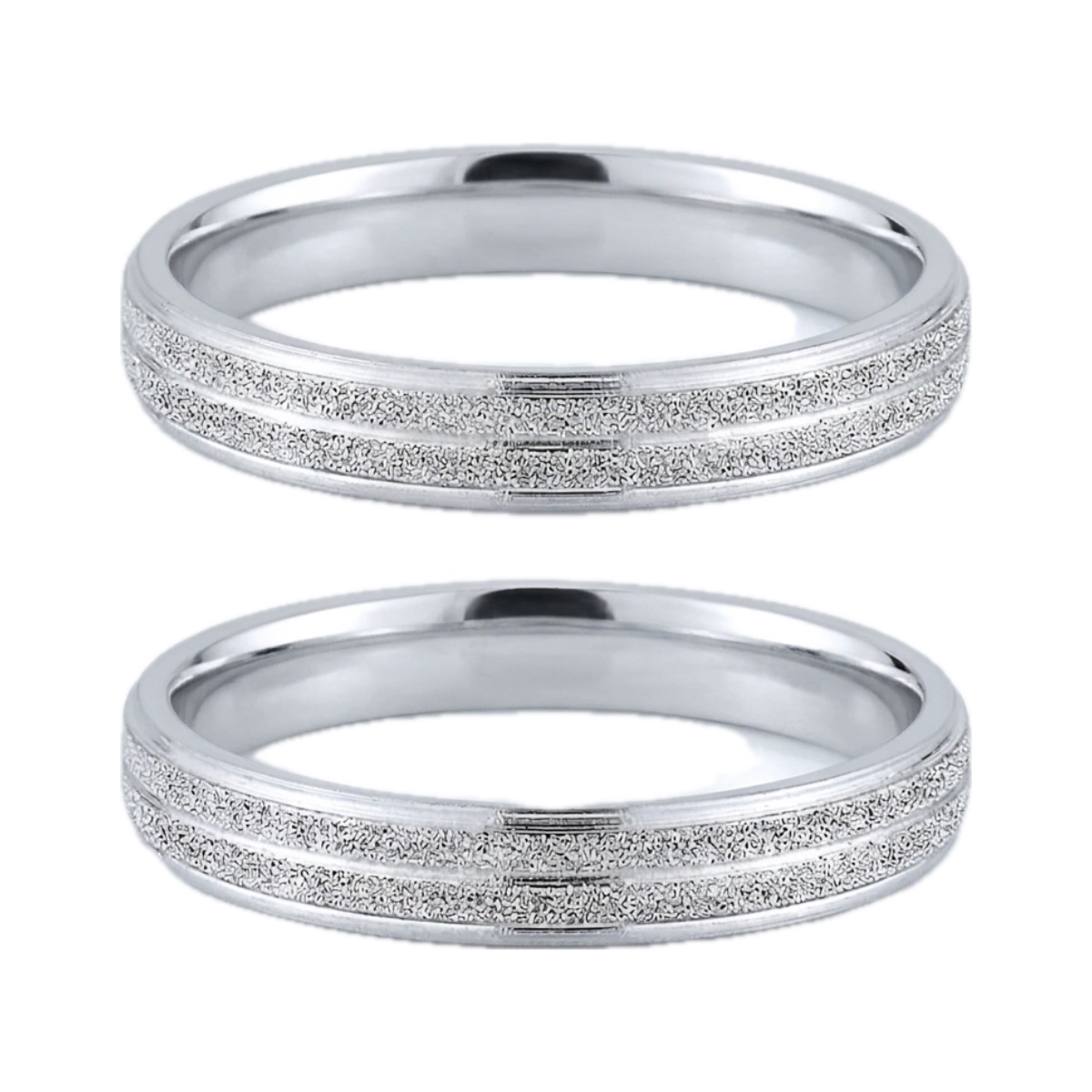 Par de Alianças Diamantada dois frisos - 3MM